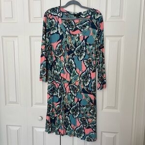 Floral Print Women's Dress - Pink and Green